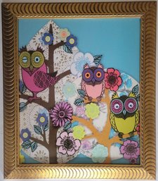 Vintage 1999 IKEA Solmyra Owl Wall Art Print Designed By Artist Helen Musselwhite