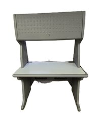 Gray Student Desk With A Bolster Backrest.