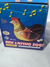 Vintage 1960s Tin Lithograph 'Hen Laying Eggs' Toy,