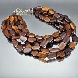 Multi Stranded Flat Wooden Necklace