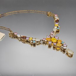 Monet Adjustable Gold Tone Rhinestone Necklace