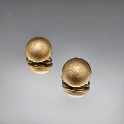Napier Pat  Pending Round Brushed Gold Dome Clip On Earrings