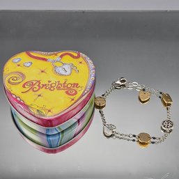 Brighton Enamel Herat Charms W/ Beads Chain Link Bracelet W/ Tin