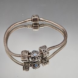Sterling Silver Pandora Bracelet  With Charms
