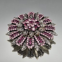 Large Pink And Purple Layered Flower Brooch