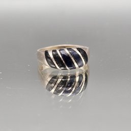 Modernist Sodalite Chunky Sterling Silver Ring Mexico