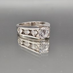 Sterling Silver Cubic Zirconia Engagement Ring