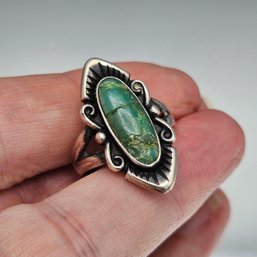 Sterling Silver Ring With Green Stone