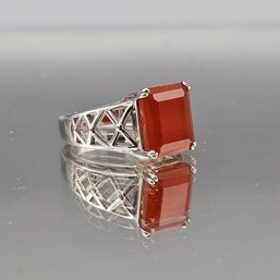 Sterling Silver Ring With Red Stone