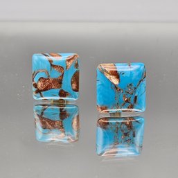 Blue Copper Glass Murano Style Cuff Links