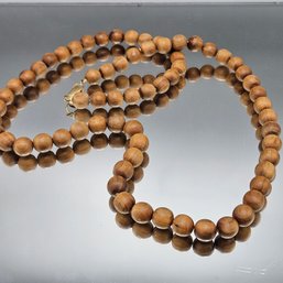 Wooden Bead Necklace With 12K Gold Filled Clasp