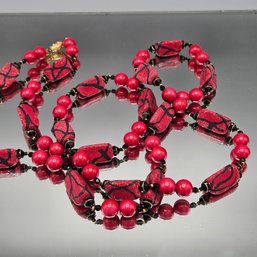 Vendome Red And Black Beaded Necklace