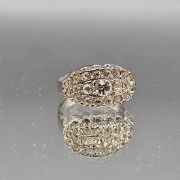 Sterling Silver Rhinestone Cocktail Ring