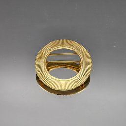 Gold Tone Textured Circle Brooch