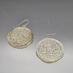 Silver Tone Womens Round Drop Earrings