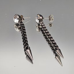 Sparkling Crystal & Spike Dangle Earrings