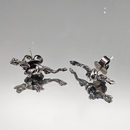 Silver-Tone Rope Knot Button Earrings