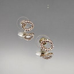 Rhinestone-Embellished Gold-Tone Earrings