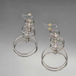 Multi Circle Drop Earrings With Cubic Zirconium