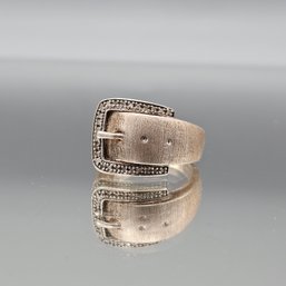 Vintage JWBR / Verigold NYC Sterling Silver And Diamond Buckle Ring Size 8