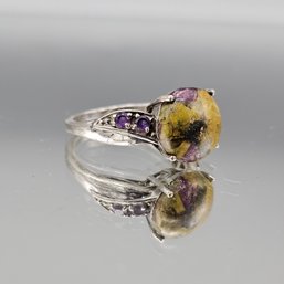 Sterling Silver Artisan Ring Tasmanian Stichtite Serpentine Amethyst