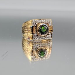 Mens Sterling Silver Ring With Gold Wash Finish