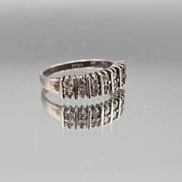 Sterling Silver 925 Multi-Stone Diamond Accent Band Ring Size 88.5