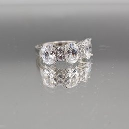 Sterling Silver 925 Multi-Stone Statement Ring Large Oval Setting Size 7.58