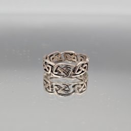 Sterling Silver 925 Celtic Knot Band Ring Openwork Design Size 5