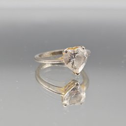 Sterling Silver Heart Cut Solitaire Style Ring Size 6
