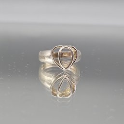 925 Sterling Silver Open Heart Ring Minimalist Size 6.5