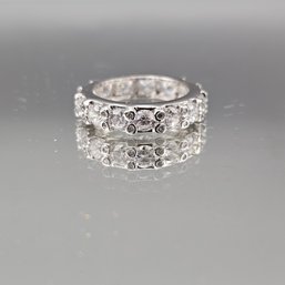 Sterling Silver Cubic Zirconia Full Eternity Band Ring - Size 8