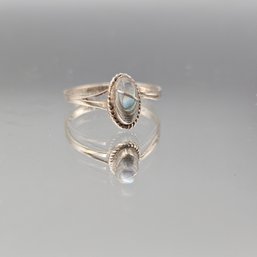 Vintage Sterling Silver Abalone Shell Oval Cabochon Ring  Size 5