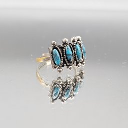 Southwestern Tribal Style 4-Stone Faux Turquoise Ring - Size 5.5-6