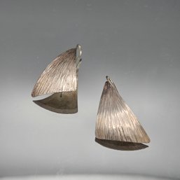 Vintage Sterling Silver Abstract Folded Dangle Earrings