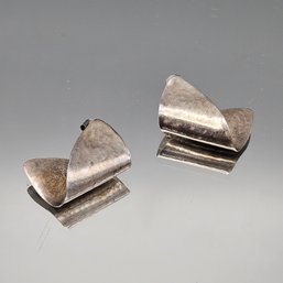 Vintage Modernist Sterling Silver Sculptural Post Earrings