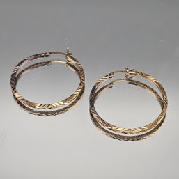 Vintage Gold Filled Hoop Earrings Over Sterling Silver 925