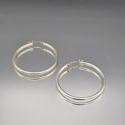 Sterling Silver 925 Double Hoop Earrings