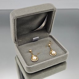 Romanza 14K Gold Pearl & Diamond Accent Drop Earrings With Gift Box