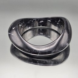 Chunky Marbled Black Resin Bangle Bracelet