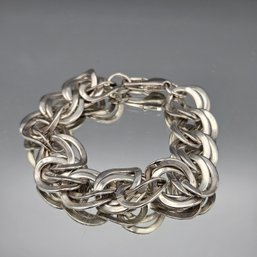 Vintage Triple Link Silver Bracelet With Lobster Claw Clasp