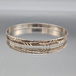 Vintage Sterling Silver Engraved Bangle Bracelet