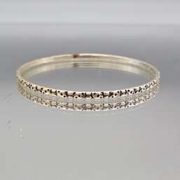 Ornate Silver Toned Bangle Bracelet