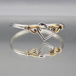 Artisan Mixed-Metal Heart Bangle In Sterling Silver And Gold Plate