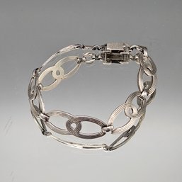Vintage WRE Sterling Silver Art Deco Style Concentric Link Bracelet