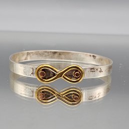 Vintage Sterling Silver & Mixed Metal Infinity Bangle Bracelet