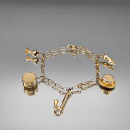 Vintage Two-Tone Mixed Metal Musical & Celebration Theme Charm Bracelet