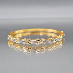 Gold-Plated Infinity 'X' Link Hinged Bangle Bracelet