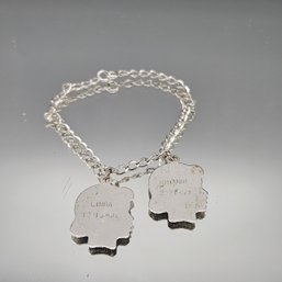 Vintage Concra Sterling Silver Charm Bracelet - 1950s/60s Engraved Girl Silhouettes
