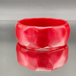 Vintage Art Deco Red Faceted Chunky Bangle Bracelet